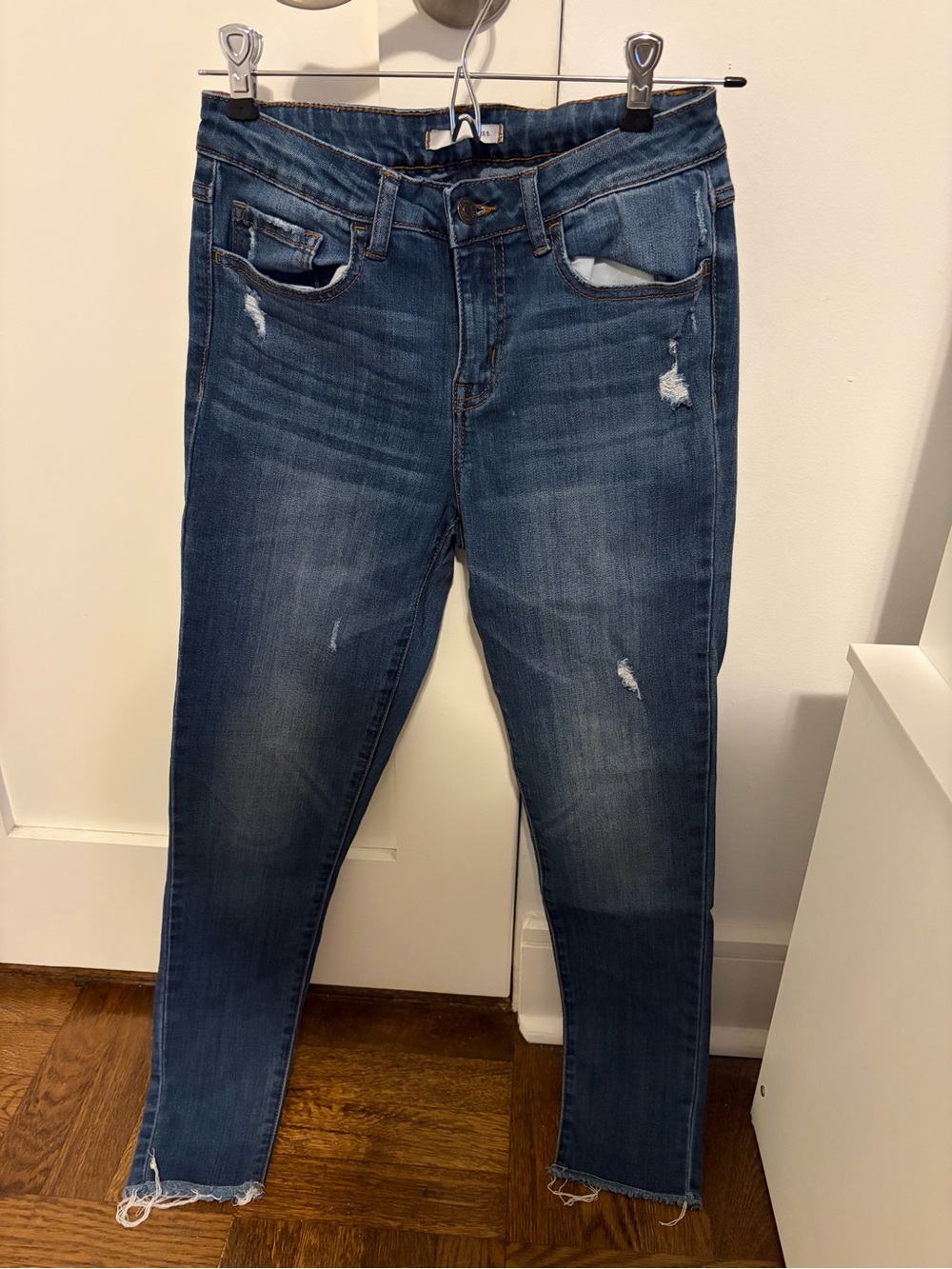 Klique B Dark Blue Skinny Jeans with Distressed Hem
